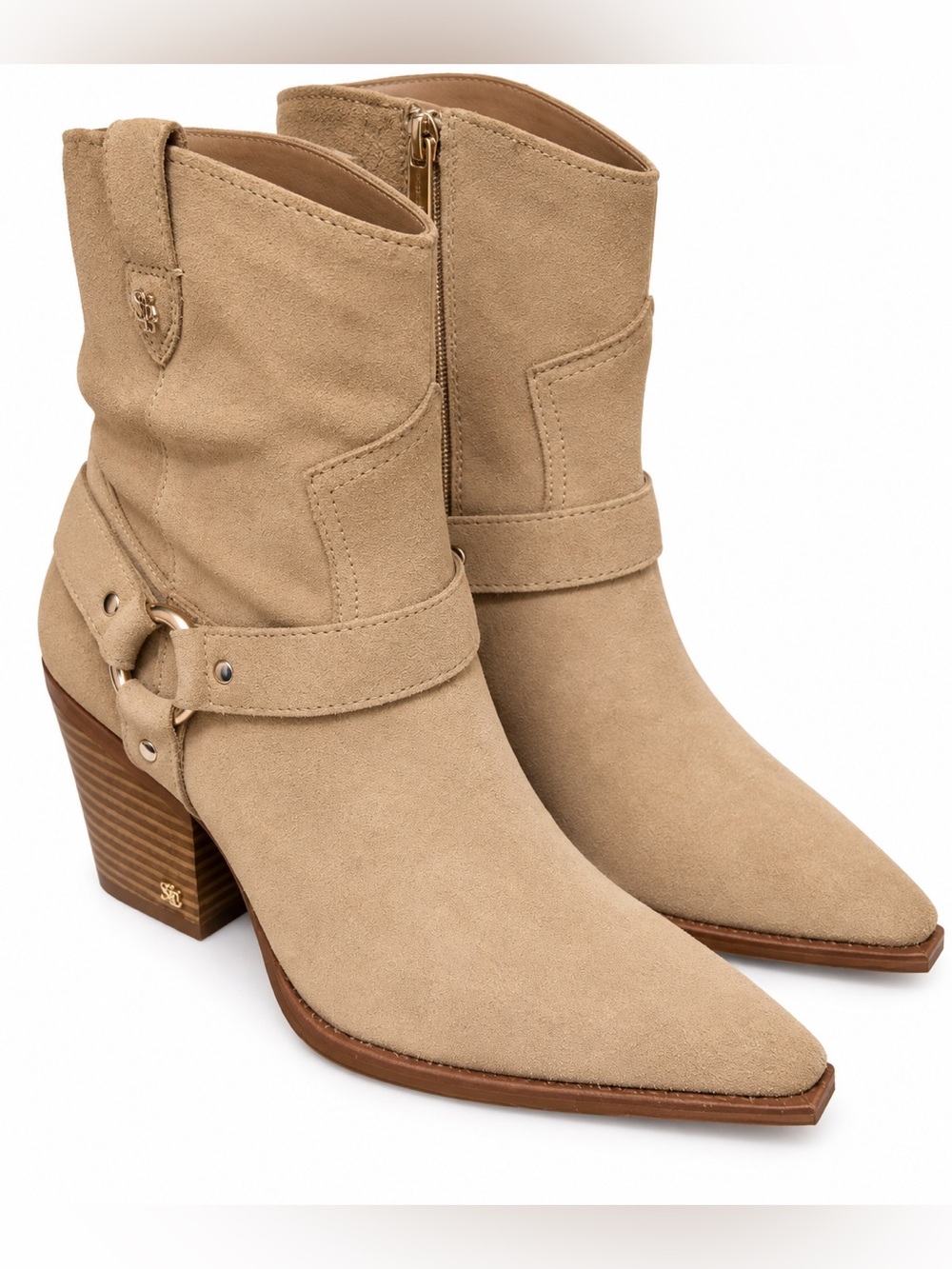 Sam Edelman Winston Sand Suede Western Harness Ankle Boot 10.5